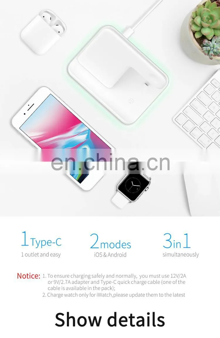 Wireless Charging New Arrivals 2020 For Apple Watch Charger Earphones Mobile Phone Holder Charger 3 In 1