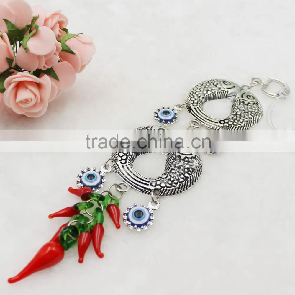Islamic Religious Fish Pendant Car Hanging With Blue Evil Eye Beads