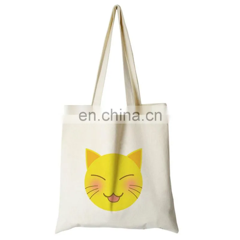 Custom Print Canvas Cute Cat Travel Tote Reusable Hand Bags for Women