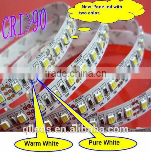 UL listed color temparetue adjustable CRI90 SMD 3528 led strips with 2 chips in 1 led, 2500-6000K CRI98