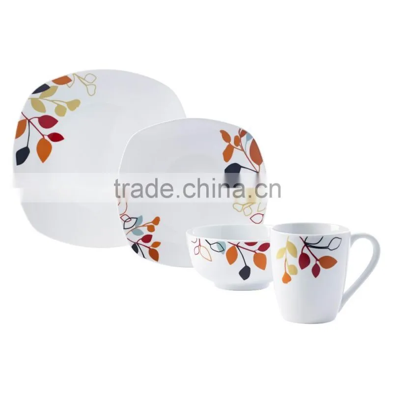 42 pcs porcelain dinner set with decal and glass cup