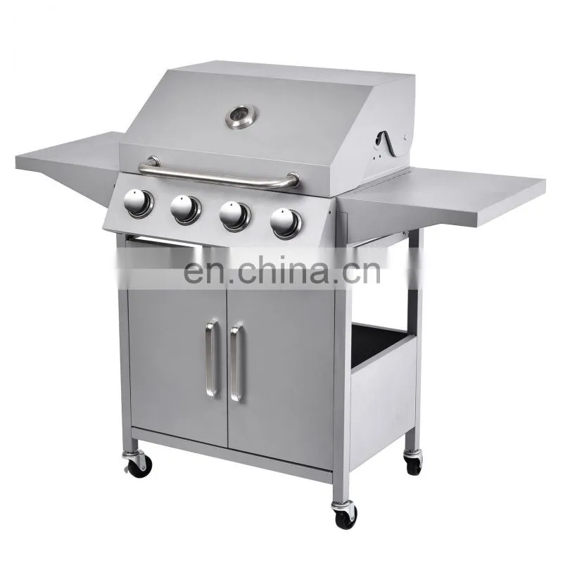 Portable 4 Burner Gas Griller Machine Commercial Smokeless Oven Barbecue Stove Gas Bbq Grill With Side Burner toaster ovensc