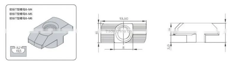 20s 30s 40s 45s Aluminum Profile Fastener Accessory T Nut Hammer Head Nuts with Bolts Industrail