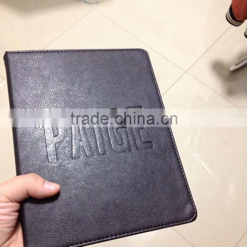 Pu leather stitching notebook with embossing logo