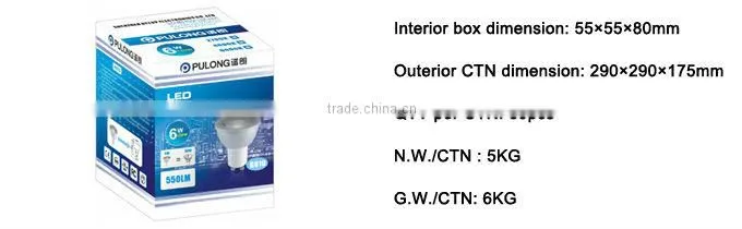 GU10 6W Dimmable 2700K 600Lm UL GU10 50W halogen replacecment