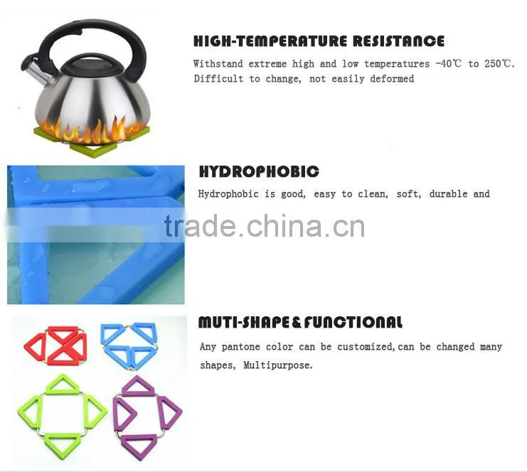 100% Eco-frifenly Silicone foldable coaster & trivet / custom Silicone mat