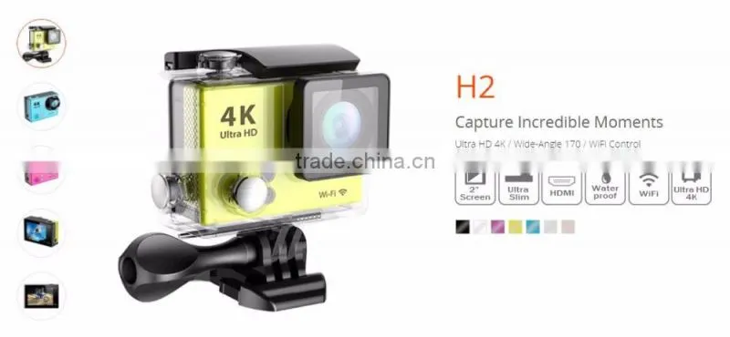 H2 2016 Popular Underwater camera 4k camera wifi sport camera