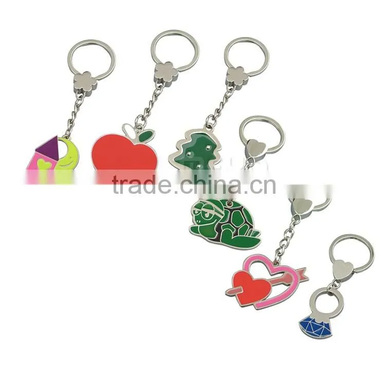 Novelty lovely Cupid double heart metal key chain for holiday gift