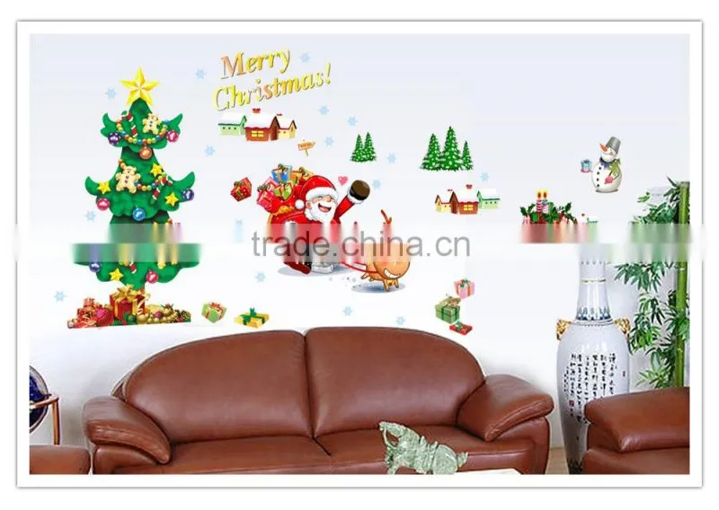 ALFOERVER pvc antelope and christmas tree window decal sticker