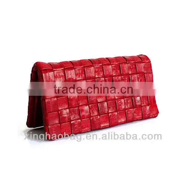 Elegant Genuine Eel skin Ladies Checkbook Wallet Slim Design with Silk touch Eel skin Leather
