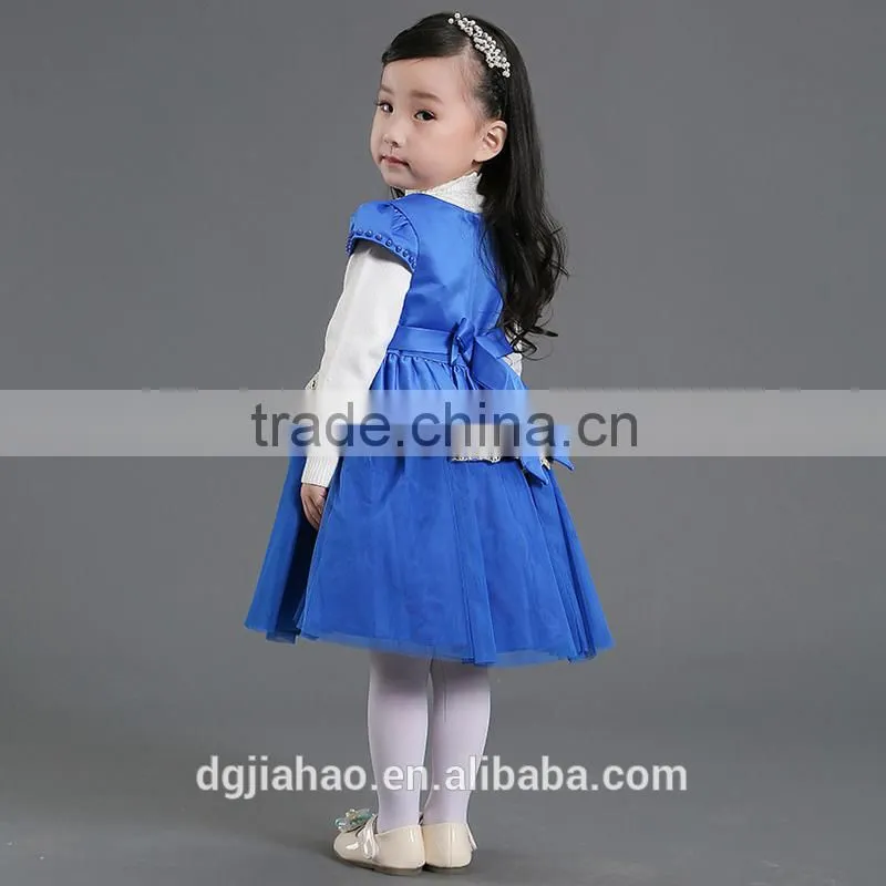 Wholesale fashion new design embroidery royal blue party children frocks designs