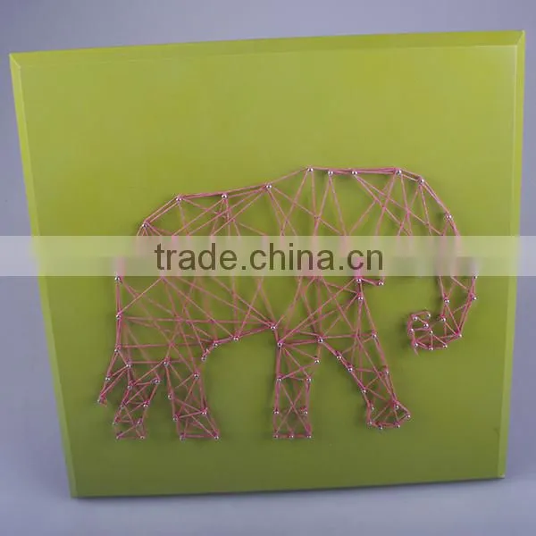 all hand-made wooden string wall art with the elephant shaped design for back to school season