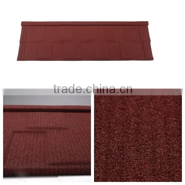 2.7kg/pcs lightweight recycled stone costed villa red Al-zn roof tile