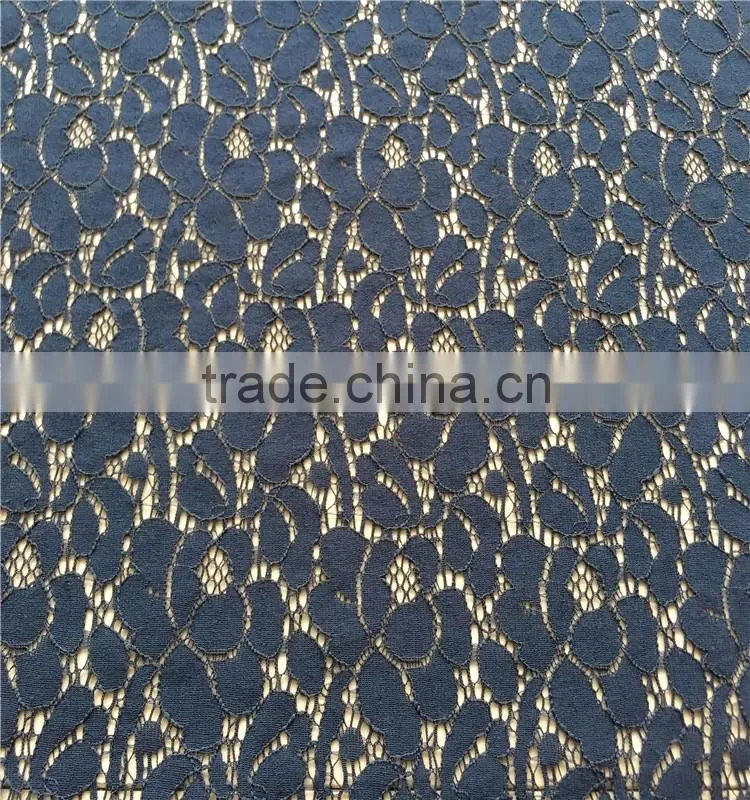 Machine Knitted designed durable ivory beaded lace fabric