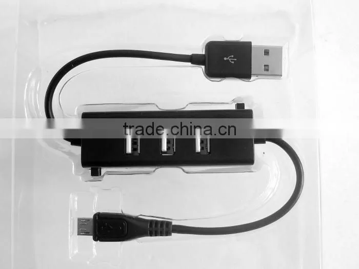 computer USB micro phone charge cable with 3 port usb hub