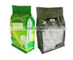 half aluminum foil and half transparent stand up pouch with ziplok