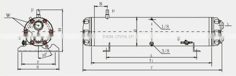 Air Conditioner Parts, Condenser Shell Tube, Shell&Tube Type Water-cooled Condenser