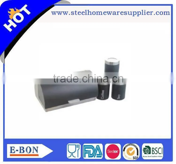 Modern design stainless steel bread box and canister set
