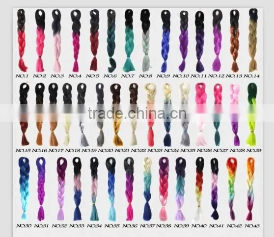 New Premium Hot Selling Best Quality 100g 24inch High Temperature Synthetic Ombre Jumbo Braid