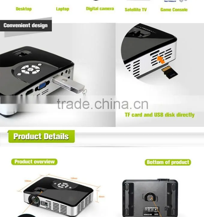 500Lm pico dlp 3D projector with HDMI in, VGA, AV in, USB (SMP7047A)