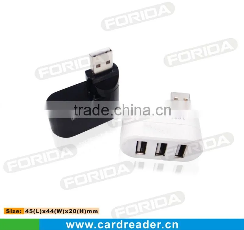 Hot selling USB 2.0 3port Rotational hub for laptops 180 degree
