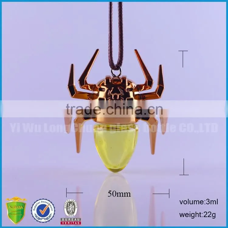 3ml spider car hanging perfume bottles, empty refillable car hanging bottle wholesale