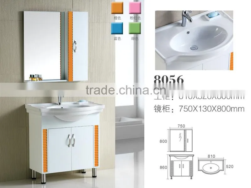 8056 Ceramic Counter top Cabinet Basin thin edge basin Bathroom Sink PVC Vanity