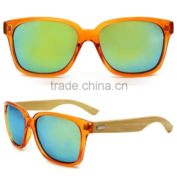 Plastic classic sunglasses wooden arms trendy glasses
