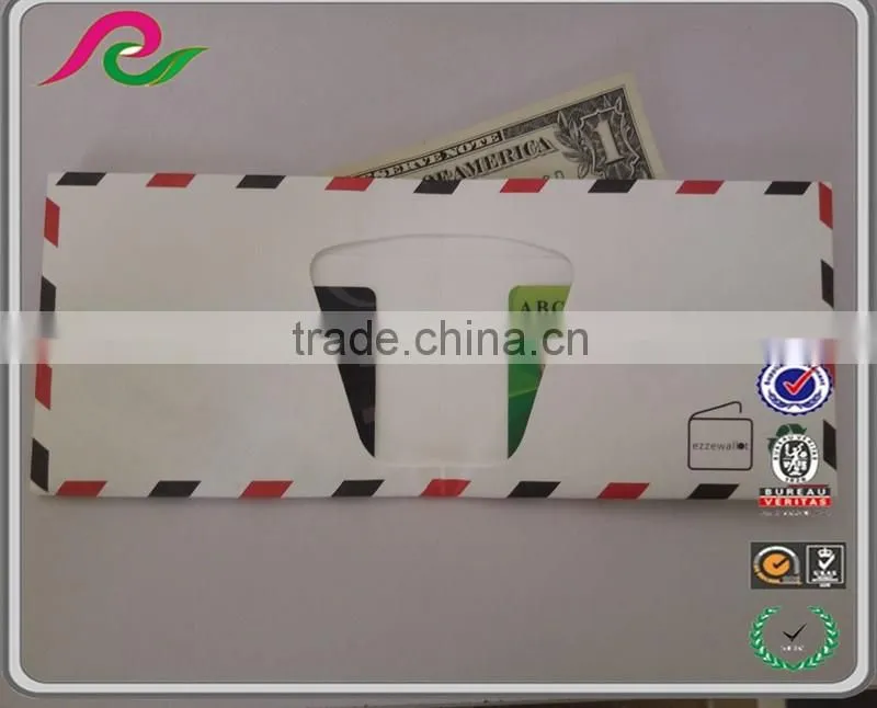 cheapest custom design evenlop non broken blocking rfid recycle tyvek paper money wallet