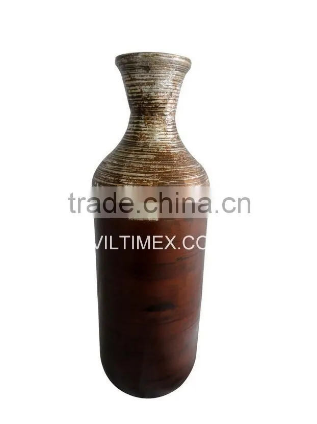 Round spun bamboo vase with hot color, natural material from Viltimex Co., Ltd