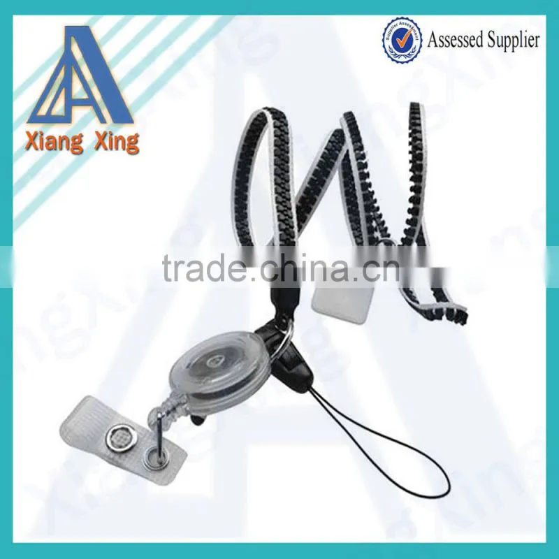 Customized logo cheap plastic diy promotional zipper lanyard