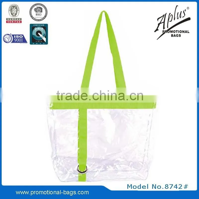 2015 Portable plastic transparent PVC handbag tote bag