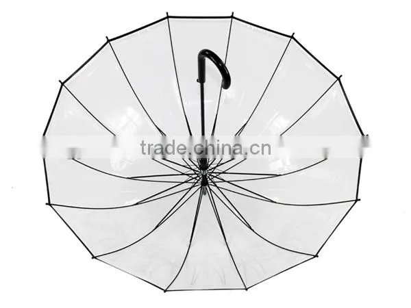 23" 14k Straight Transparent POE Rain Umbrella