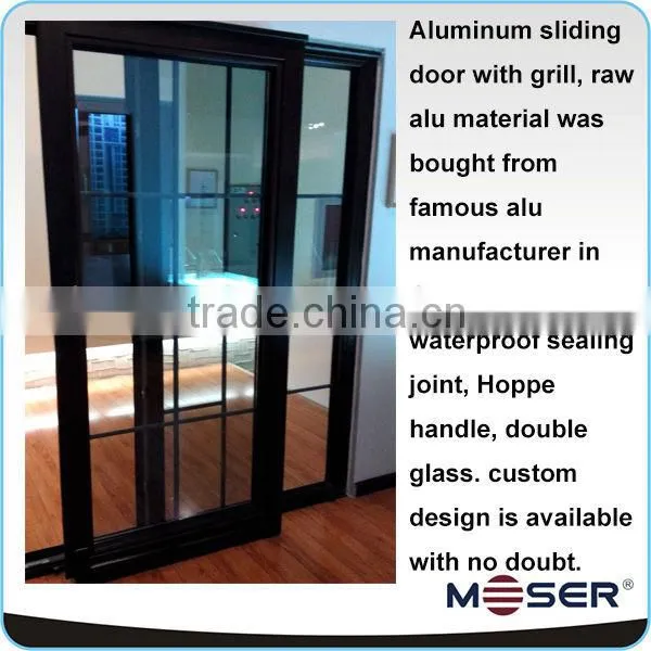 Aluminum sliding security door with security glass