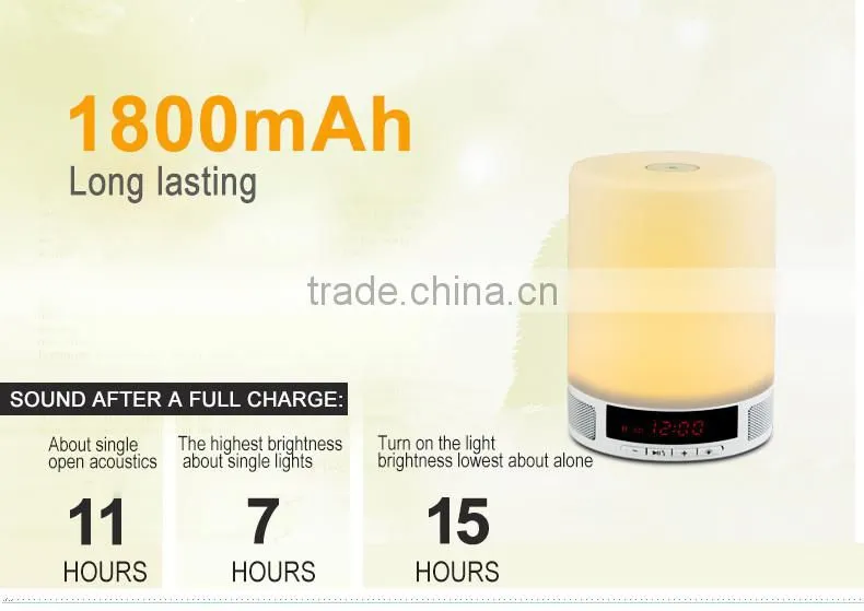 Smart Color led light bluetooth speaker Bed Lamp Wirless Speaker with alarm clock TF card playing