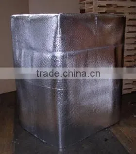 Metalized bubble insulation for packing and wrapping cargo