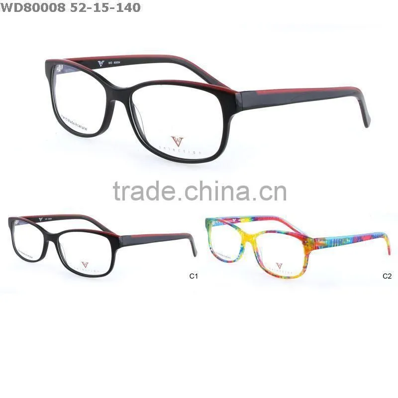 Latest fashion acetate optical frame, eyewear with multicolor splicing