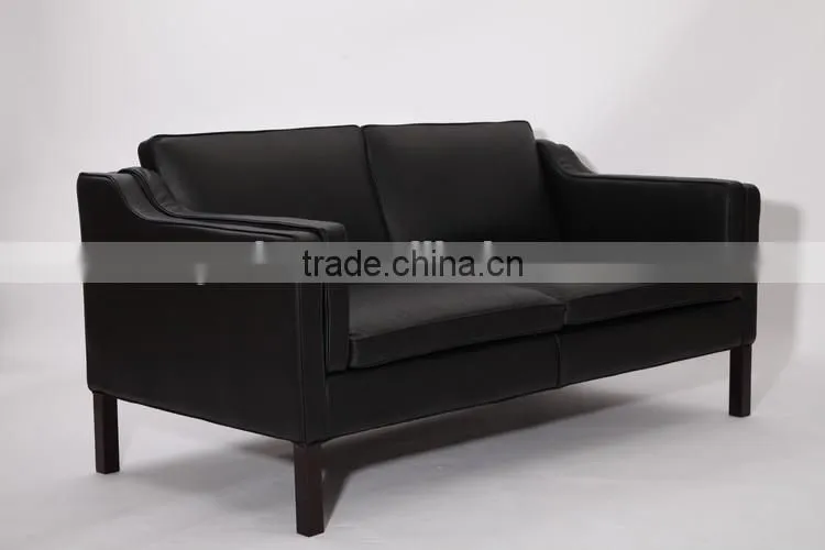 Designer furniture black 2 seater living room borge mogensen sofa leather