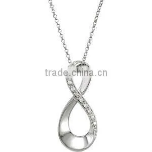 Valentines 925 Sterling Silver Double Infinity Love Pendant Necklace Jewelry