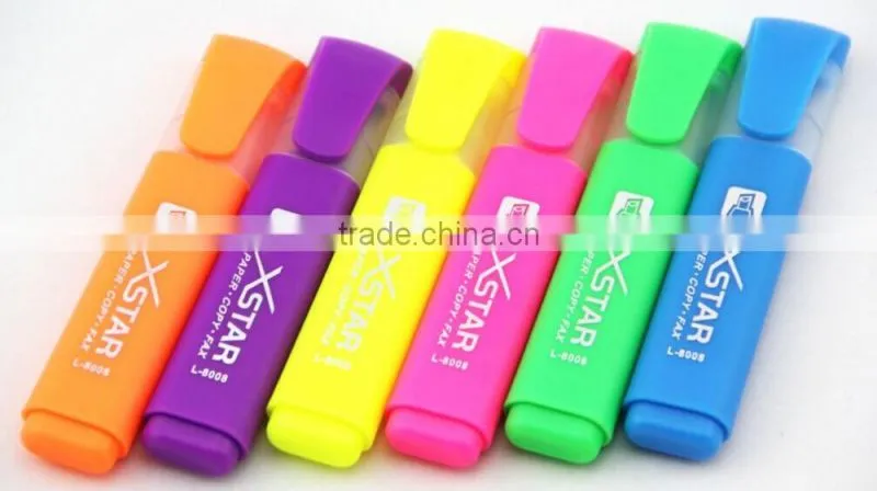 normal size multi-color flat barrel highlighter pen