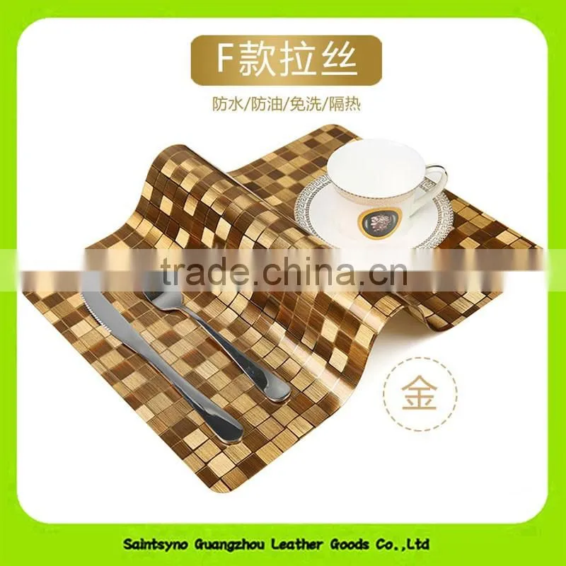 Shinning PVC leather Printing Coaster, Anti-oil Leather Coffee Table Pad 16024