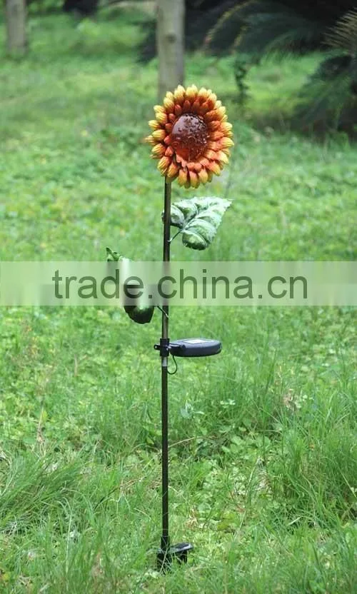 metal sunflower solar garden light