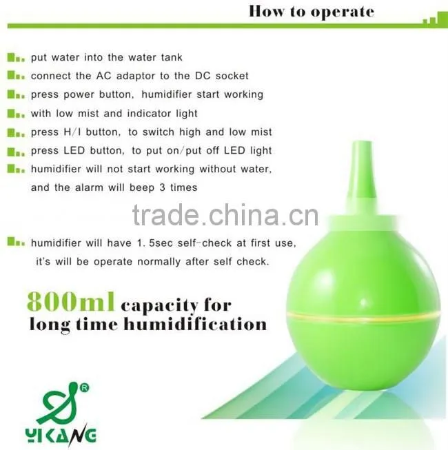 Large 800ml Change Color Water Tank Vase Shape Decorative Room Humidifier