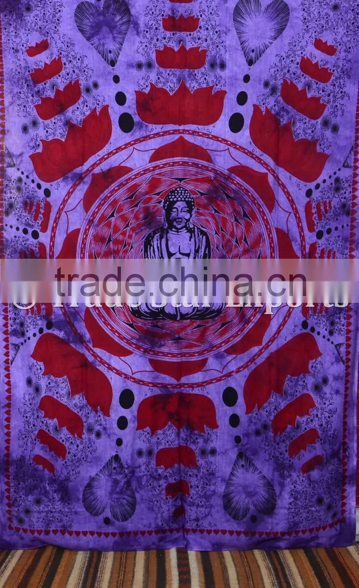 Hippie Boho Cotton Twin Buddha Meditation Lotus Wall Art Bohemian Wall Hanging Tapestry