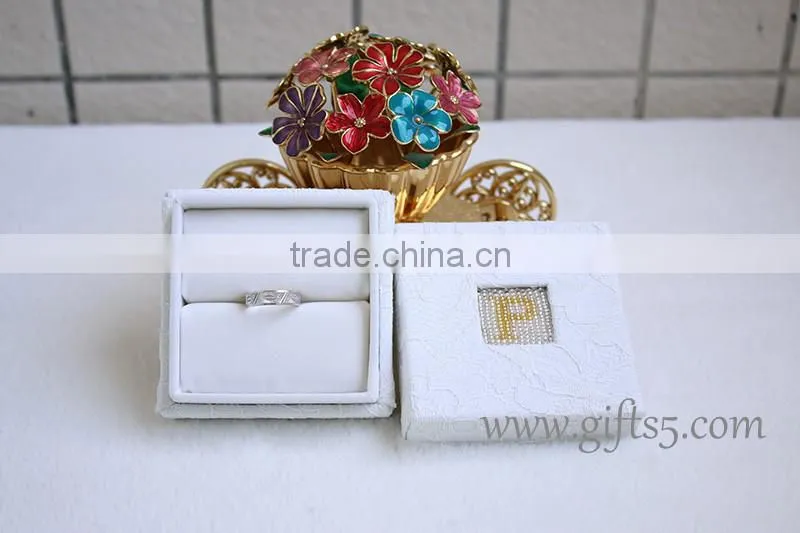 Luxury engagement box wedding ring box with beaded name plate of P