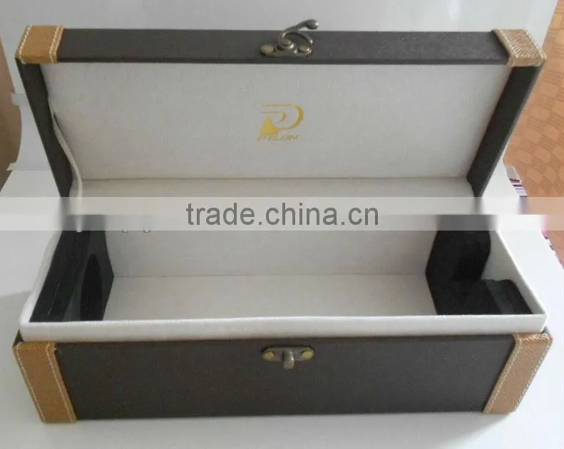 MDF wine box covered leather fits one bottel