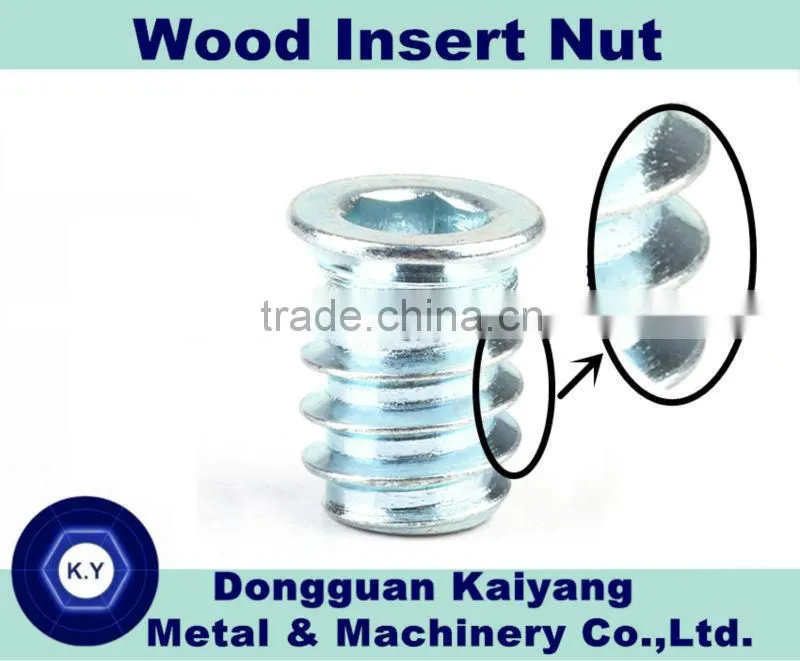 Insert Nut/ Insert Nut with flange (for wood); Bright(White)/Blue/Yellow Zinc Plated; Nuts and Bolts Size:M6, M8, M10