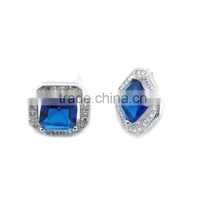 Factory price 925 silver gemstone funky stud earring