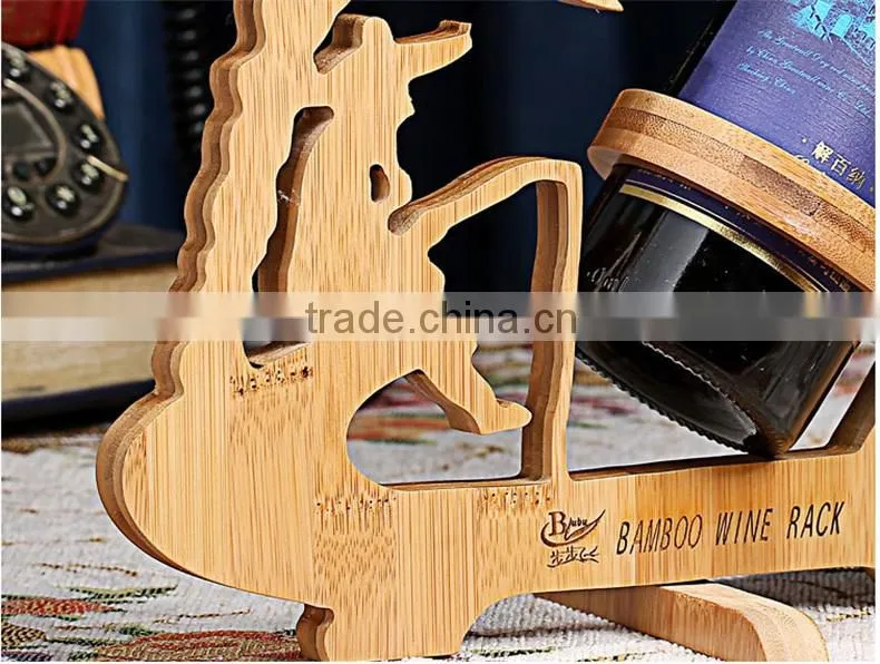 WR007/100% Bamboo Material Chinese Style Hot Sale Fishing Shaped Folding Bamboo Wine Rack