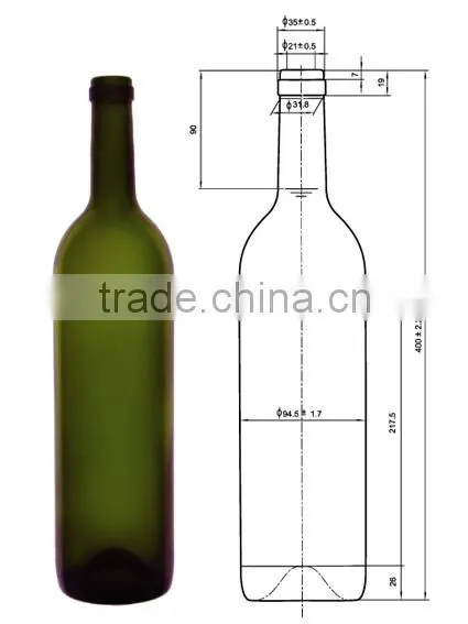 Glasslucky hot sale dark green 1500ml empty wine bottles whoesale